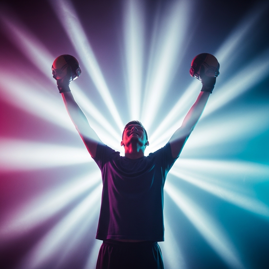 AI-generated hype poster of a member as a triumphant hero