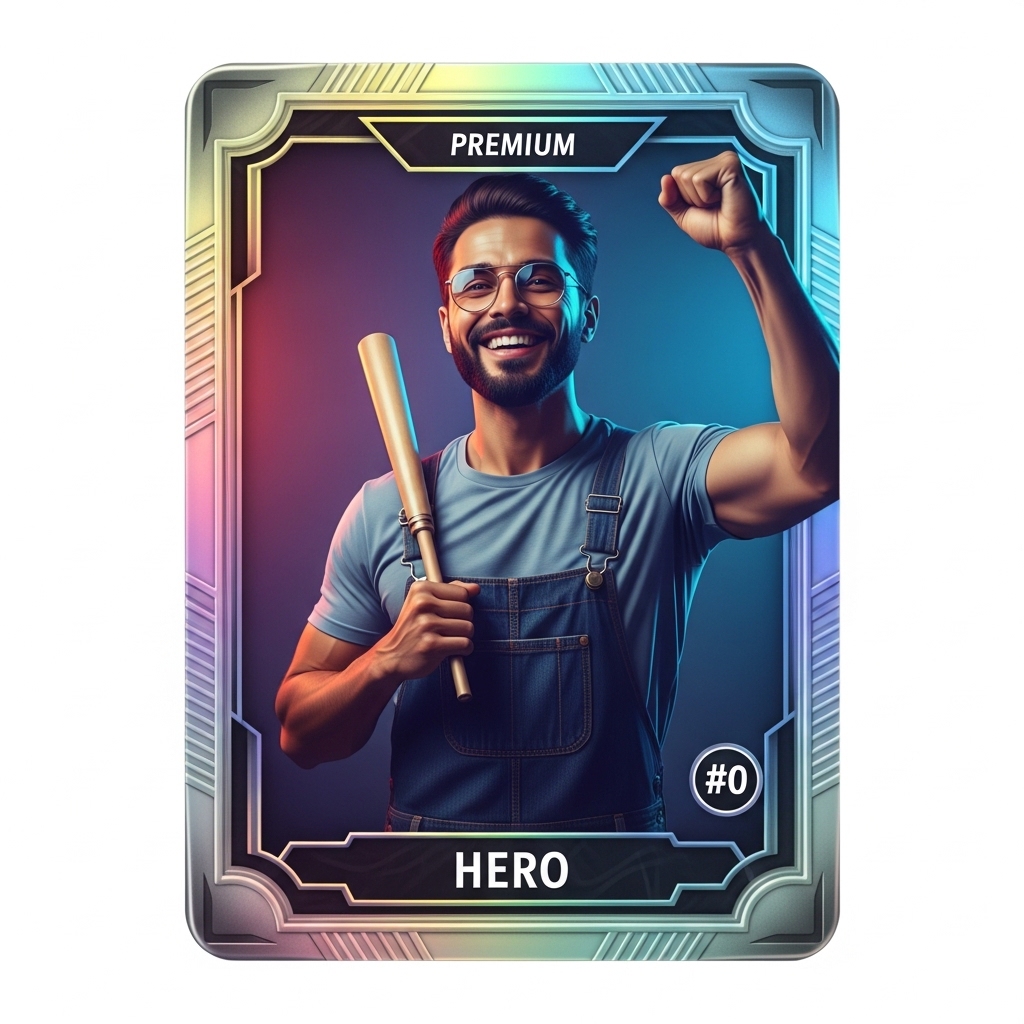 a holographic collectible trading card of a member